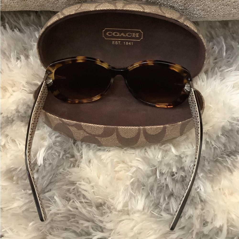 Coach Brown Spotty Tortoise Sunglasses w/ Rhinestone Accents w/ OG case & Cloth - Picture 3 of 7